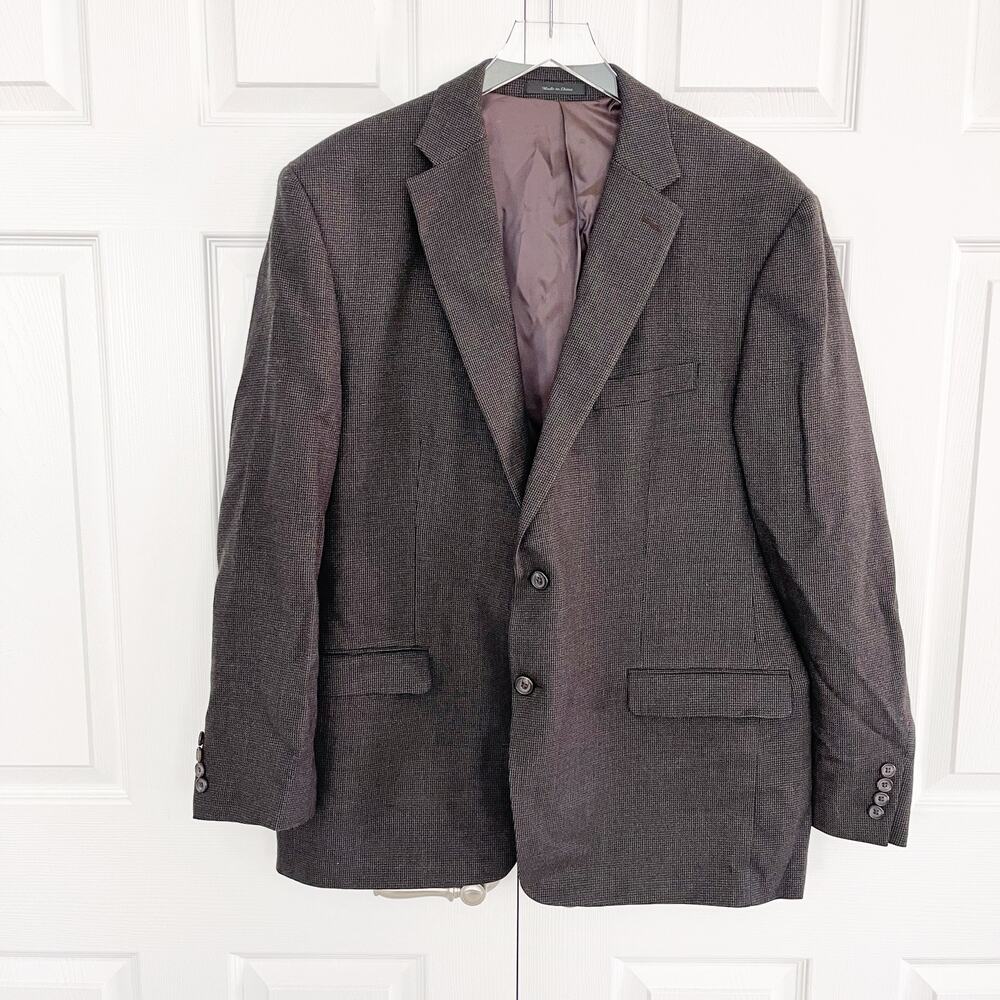 Lauren Ralph Lauren 100% Wool Brown Grid Sports Coat Blazer